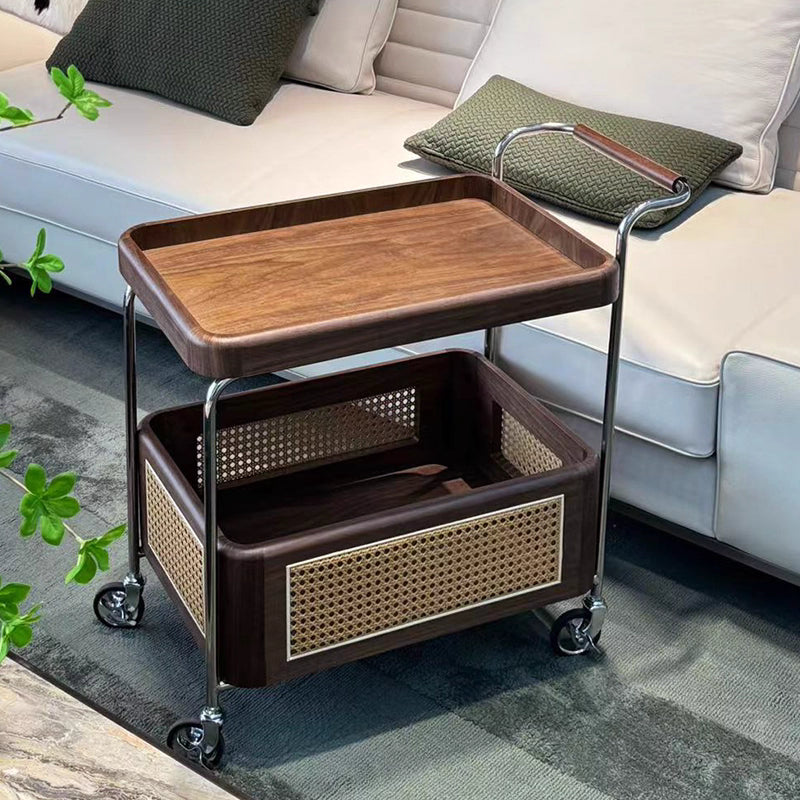 Walnut Rattan Trolley