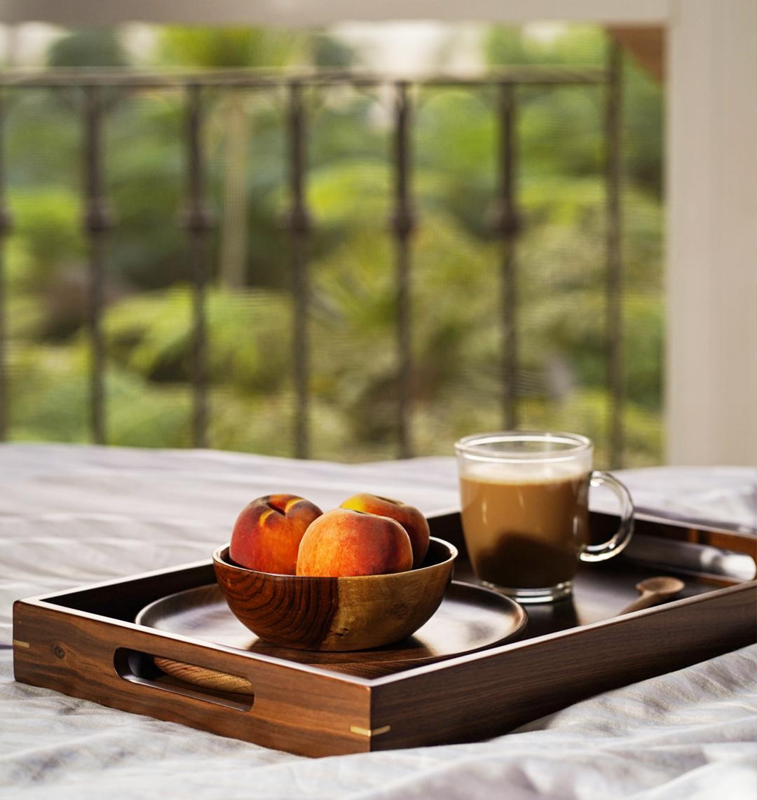 Handmade Wood & Brass Tray - Wasilaah