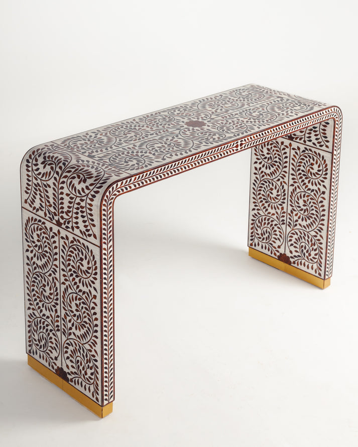 Floral Bone Inlay Console | Handcrafted Entryway Table – Egypt – Wasilaah