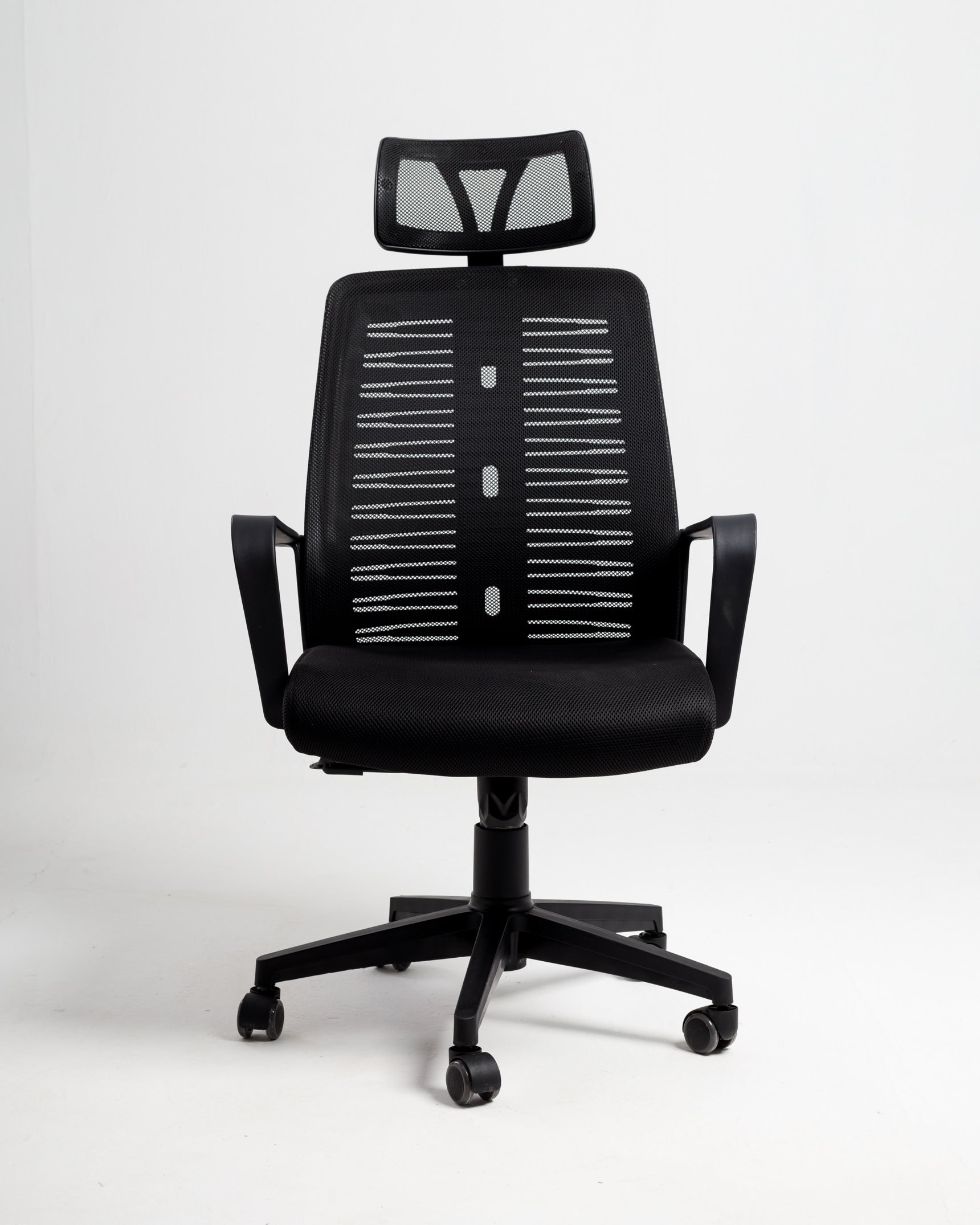 Black mesh chair with head rest