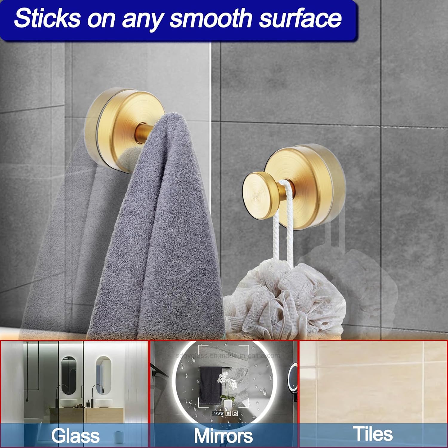 STAINLESS STEEL SUCTION CUP SHOWER HOOK