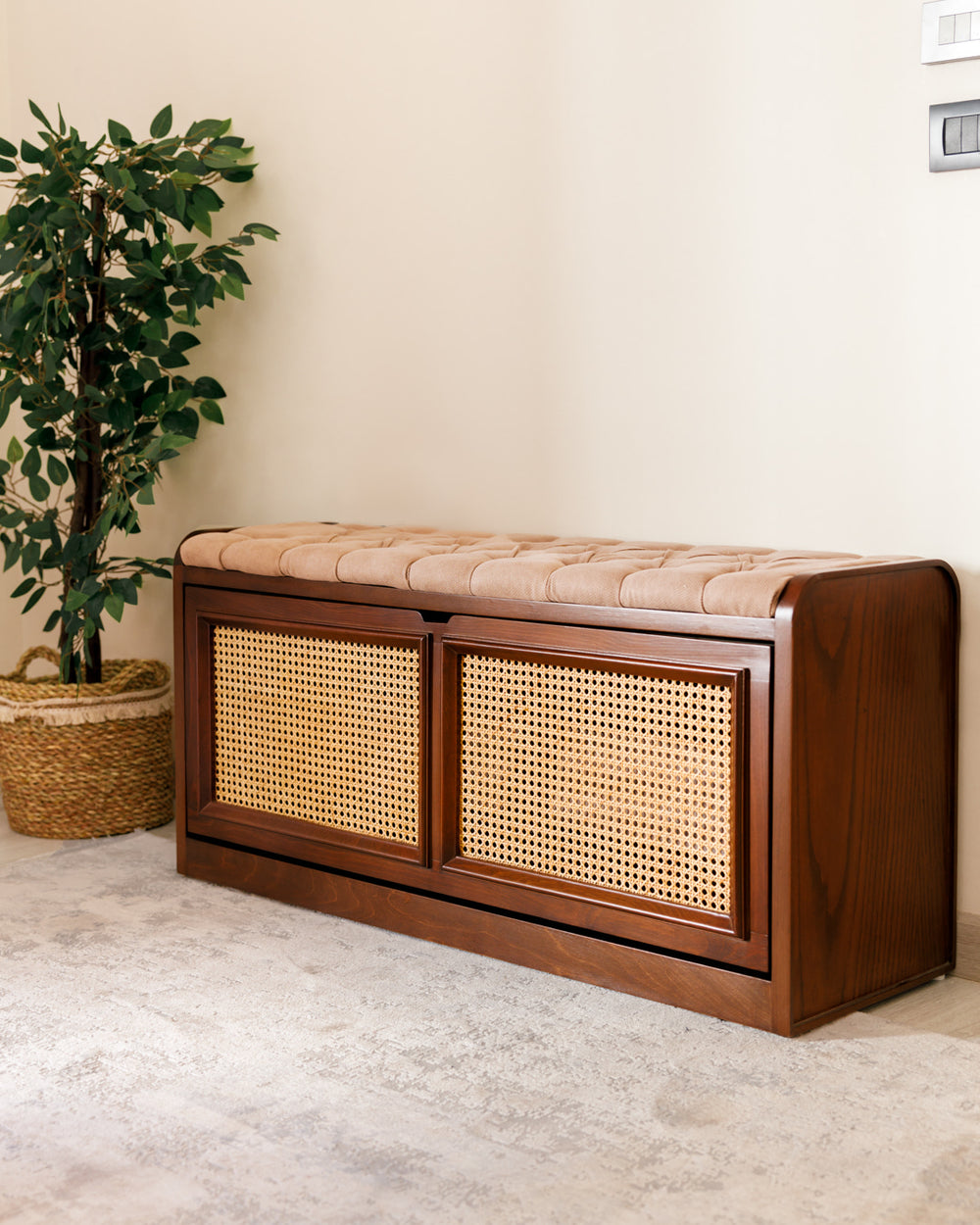 Rattan Shoe cabinet bench: Stylish shoe rack for Organized Space