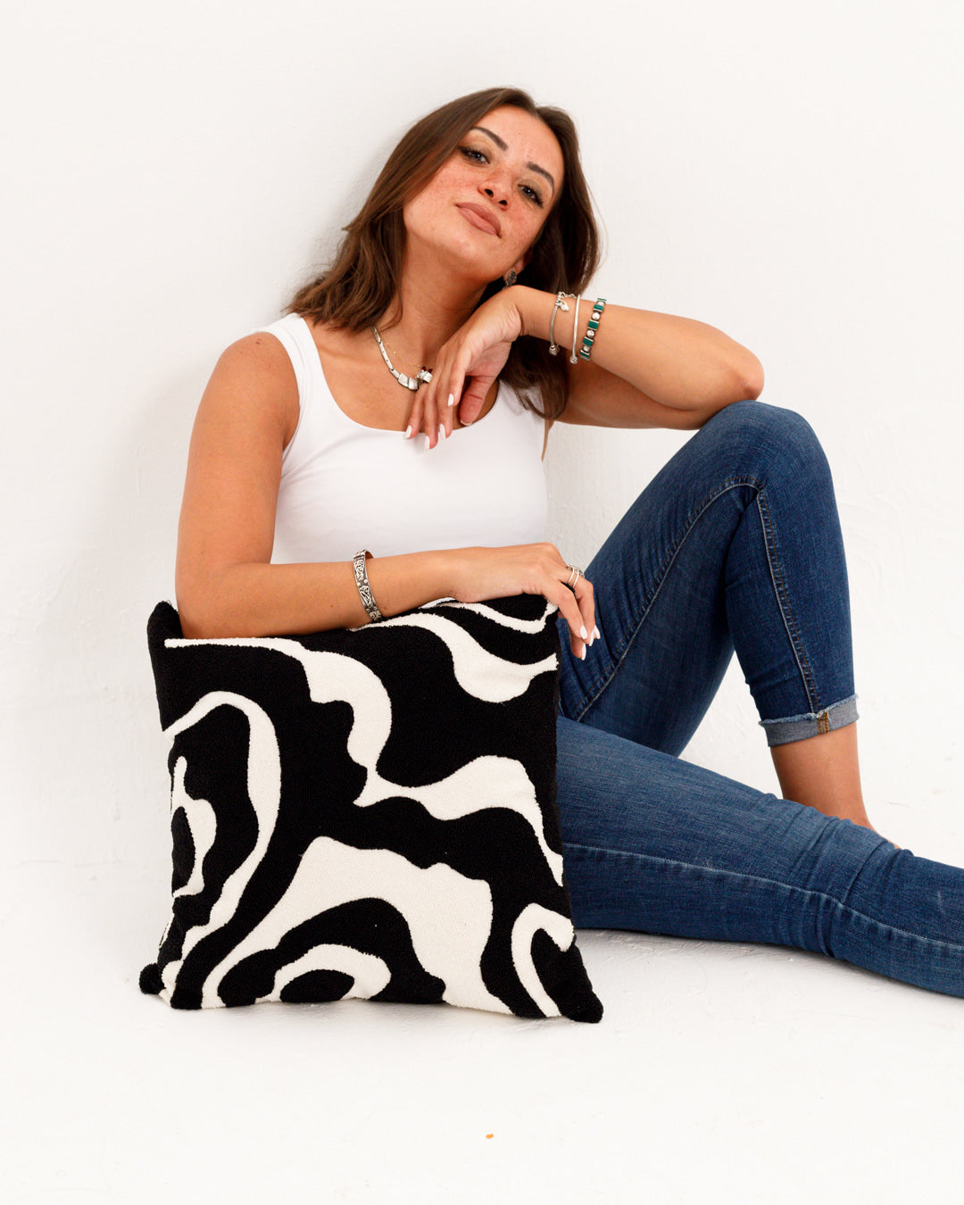 Zebra Tufted Cushion - Wasilaah