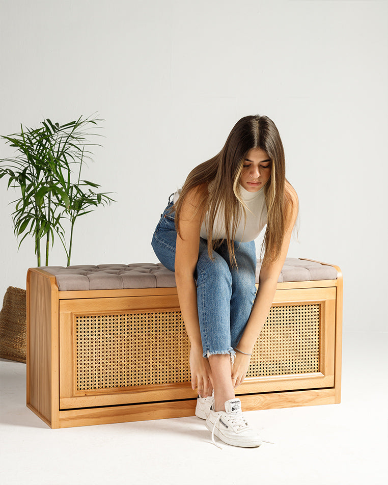 Light Rattan Shoe Storage Bench - Wasilaah 
Modern shoe rack
modern she cabinet