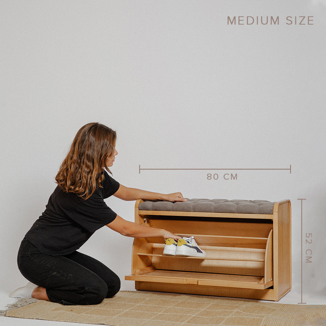 Light wood deals storage bench