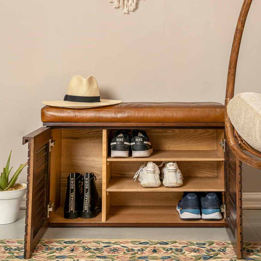 Walnut shop shoe storage